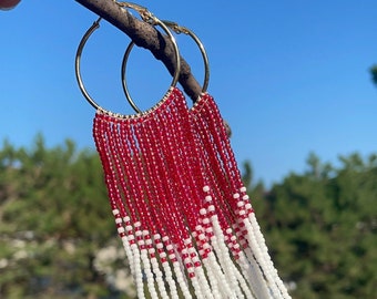 Boucles d'oreilles perlées à franges