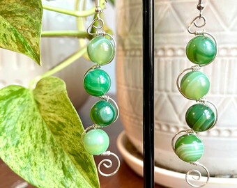 Pendientes de PIEDRA ÁGATA teñida envueltos a mano con alambre