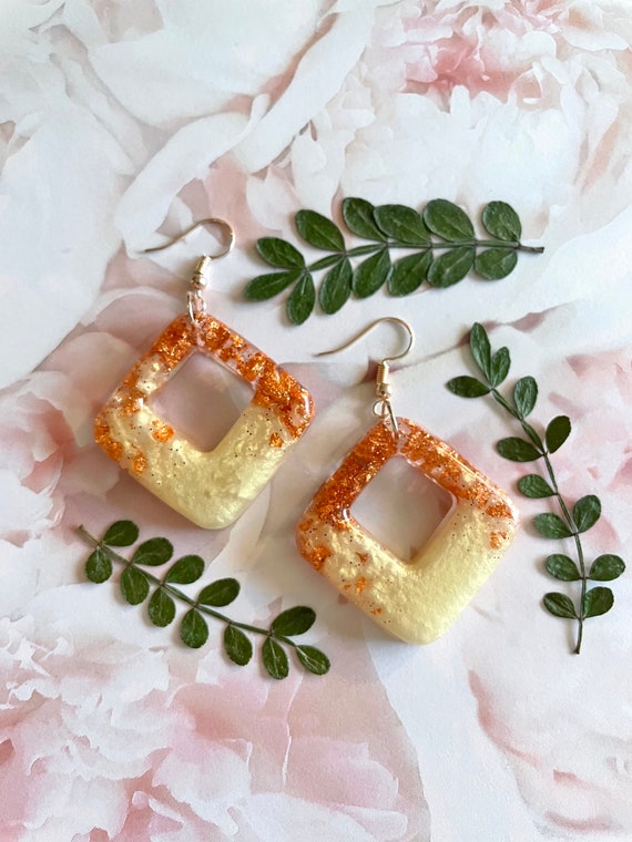 Square resin best sale earrings