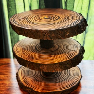 Burnt wood 3 tier cupcake stand