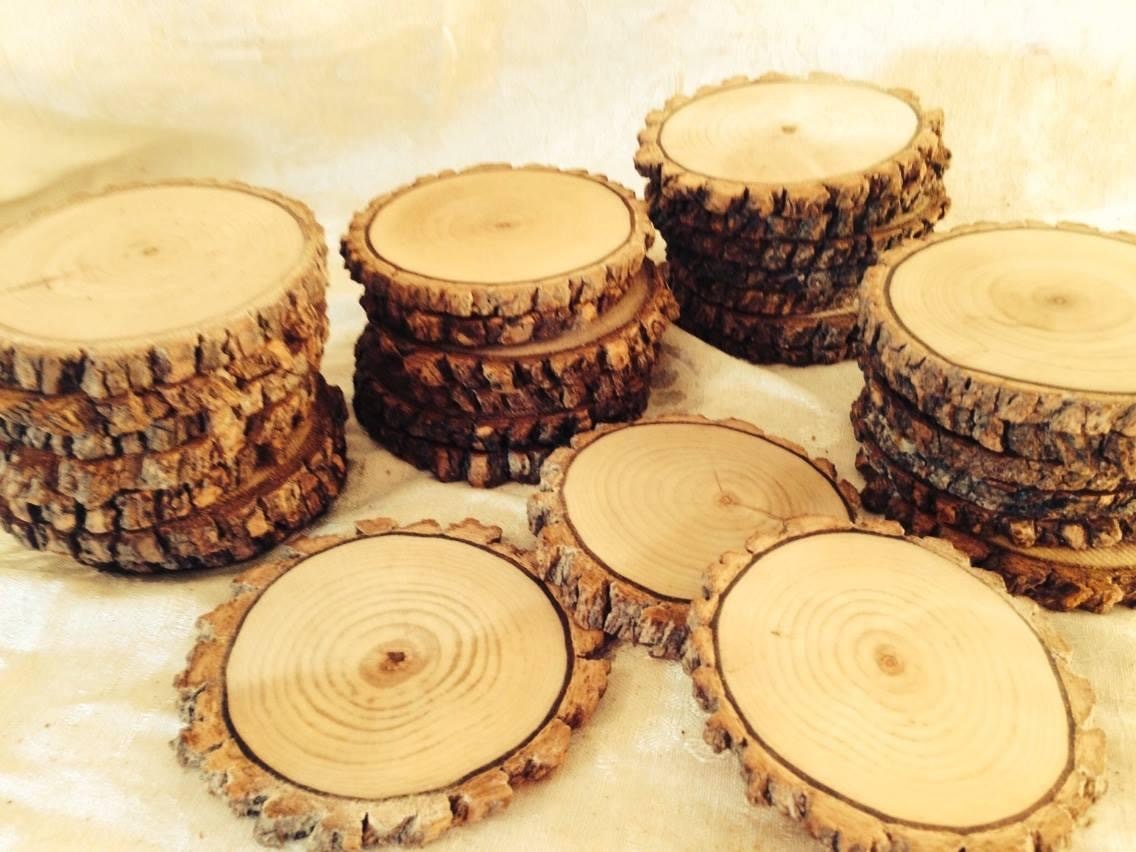 Lot 50 Rustic Natural Wood Coasters 4-4.5" Round Slices ~Craft Handmade USA bulk 