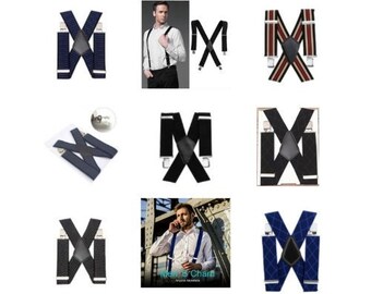 50mm Adjustable Men Braces Highly Elastic Suspenders Heavy Duty Trouser Style, Elastic Suspenders with Adjustable Clip