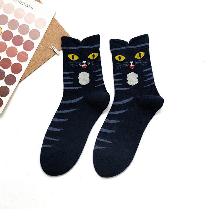 Cat Socks Cotton - Novelty Ladies Socks, 4 Pairs (Size 4-7) image 7