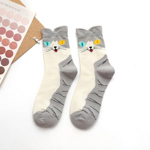 Cat Socks Cotton - Novelty Ladies Socks, 4 Pairs (Size 4-7) image 5