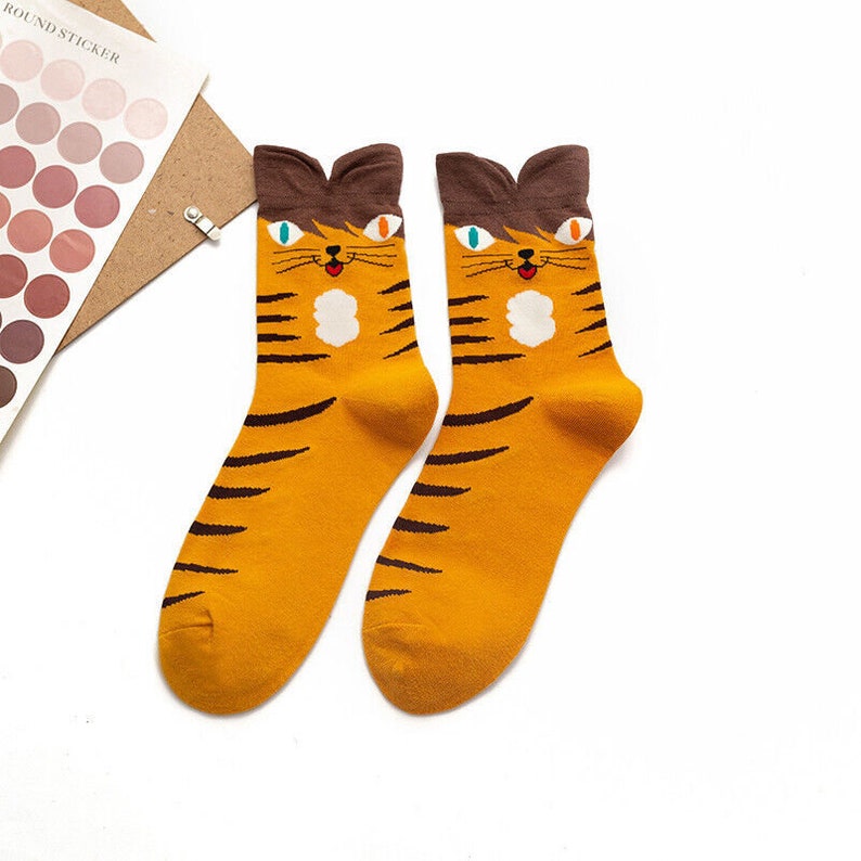 Cat Socks Cotton - Novelty Ladies Socks, 4 Pairs (Size 4-7) image 6