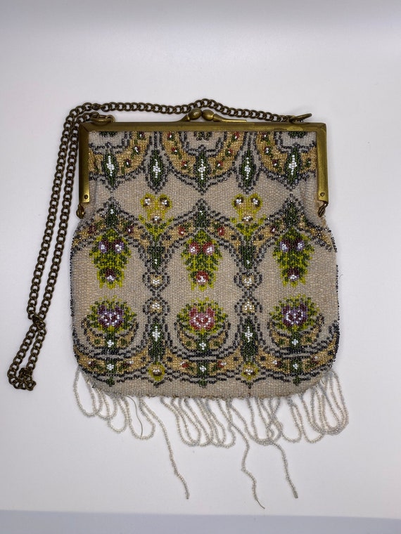 ANTIQUE Edwardian early 1900s French beaded purse - image 1