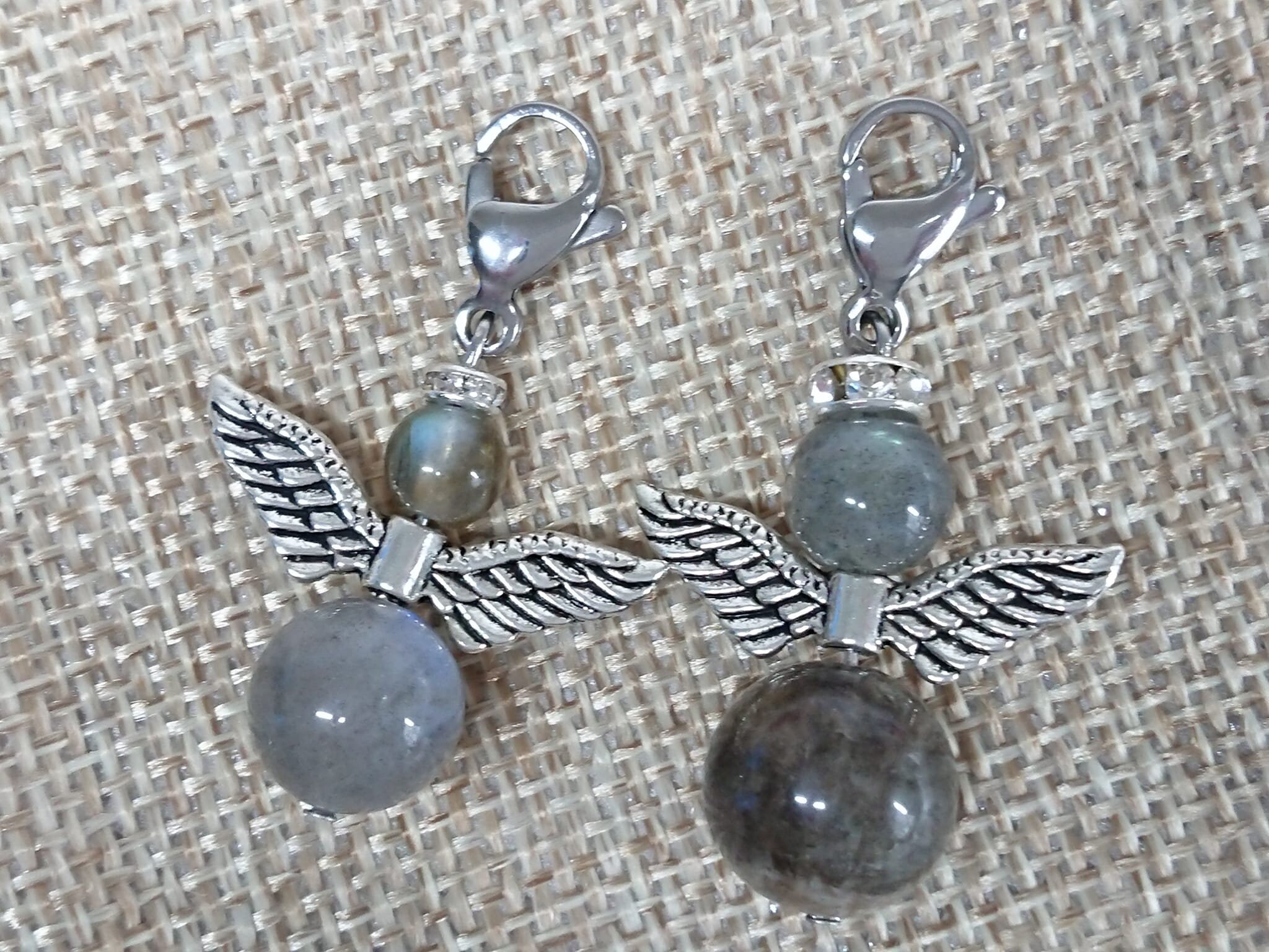 Pendentif Ange Gardien en Labradorite Purifié et Magnétisé Pour Animaux de Compagnie & Humains