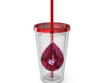 Red Mage Clear Tumbler with Straw