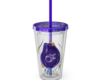 Black Mage Clear Tumbler with Straw