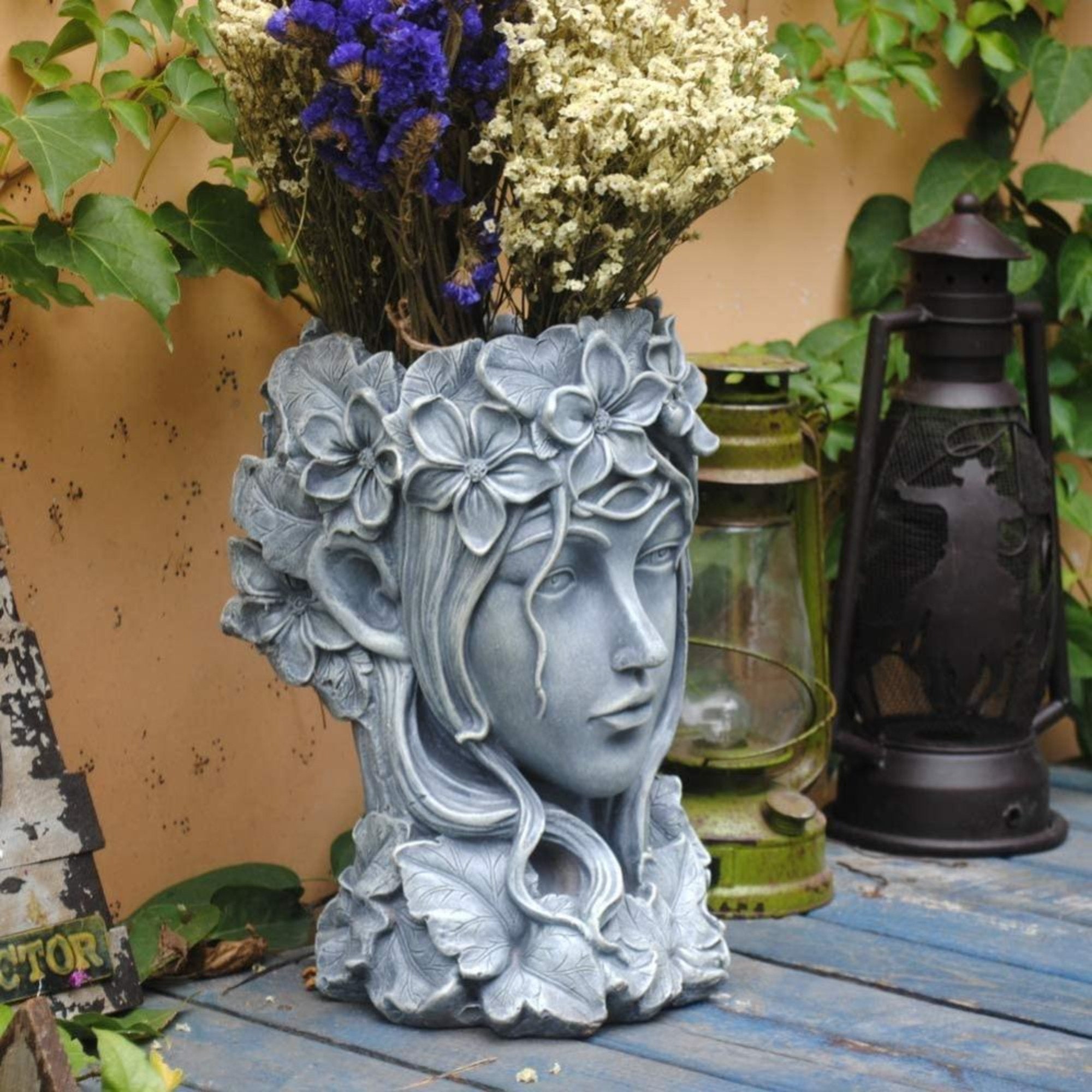 Woman Face Planter Feminine Head Plant Pot Resin Floral Etsy