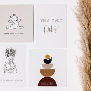 Kartenset Grußkarten | Postkarten für Katzenliebhaber / Catlover A6 13x13 300g/qm Recycling Naturpapier inkl. Kuverts