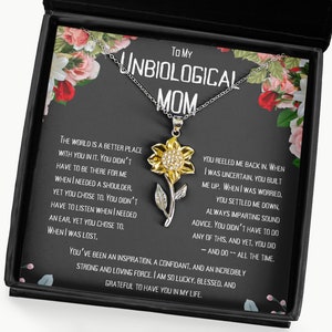 Collier maman bonus pour belle-mère, like-a-mom, pendentif tournesol pour marraine, tante, deuxième maman, maman d’ami, avec carte de message de bijoux