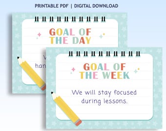 Classroom Goal of the Day | Kids Goal of the week | Goal Setting Template | Goal Setting Chart | Classroom Goals Display | Goal Poster