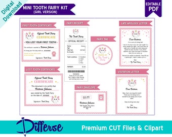 Mini Tooth Fairy Kit in Pink | Tooth Fairy Receipt | Tooth Fairy Letter | Tooth Fairy Note | Tooth Fairy Apology | Tooth Fairy Certificate