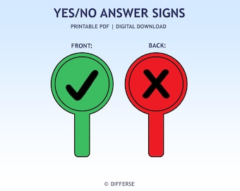 Printable Answer Paddle | Printable Answer Sign | Green and Red Answer Sign | Round Yes No Paddle | Agree Disagree