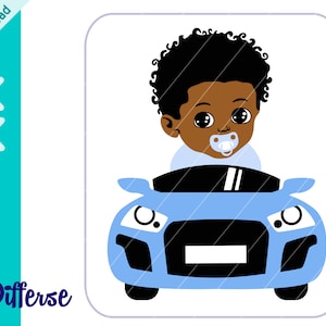 Baby In Car SVG | SVG Cut File & PNG | Boy Baby Shower svg | Baby Driving svg | Black Baby svg | Welcome Baby svg | Baby on board