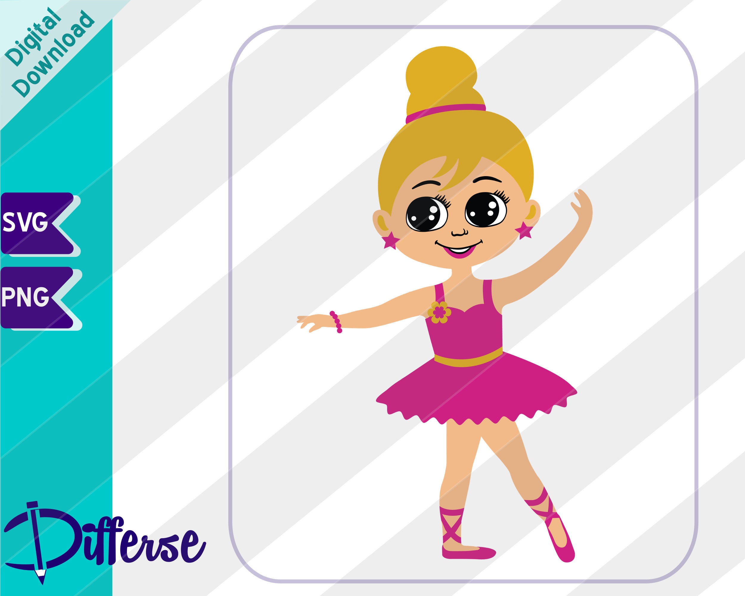 Little Ballerina with Bun SVG Cut File & PNG Ballerina SVG | Etsy