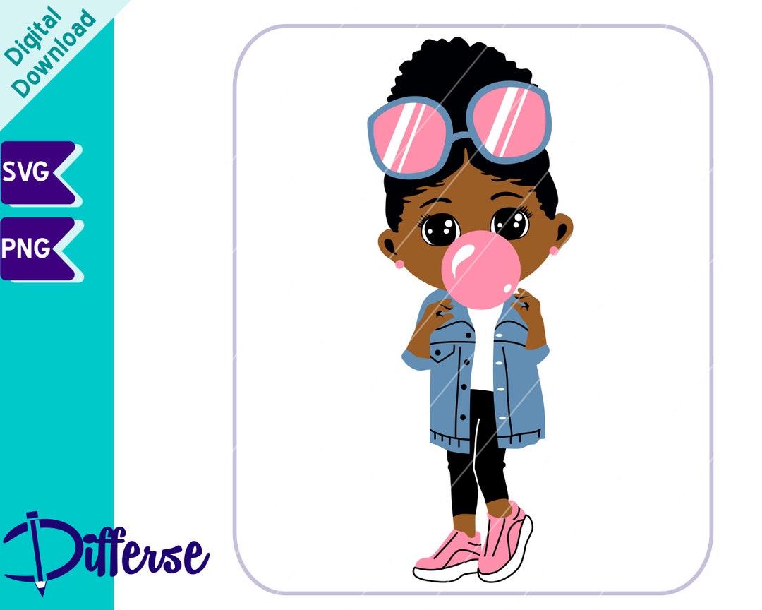 Girl Blowing Bubble Gum SVG SVG Cut File & PNG Sassy Girl Svg Little