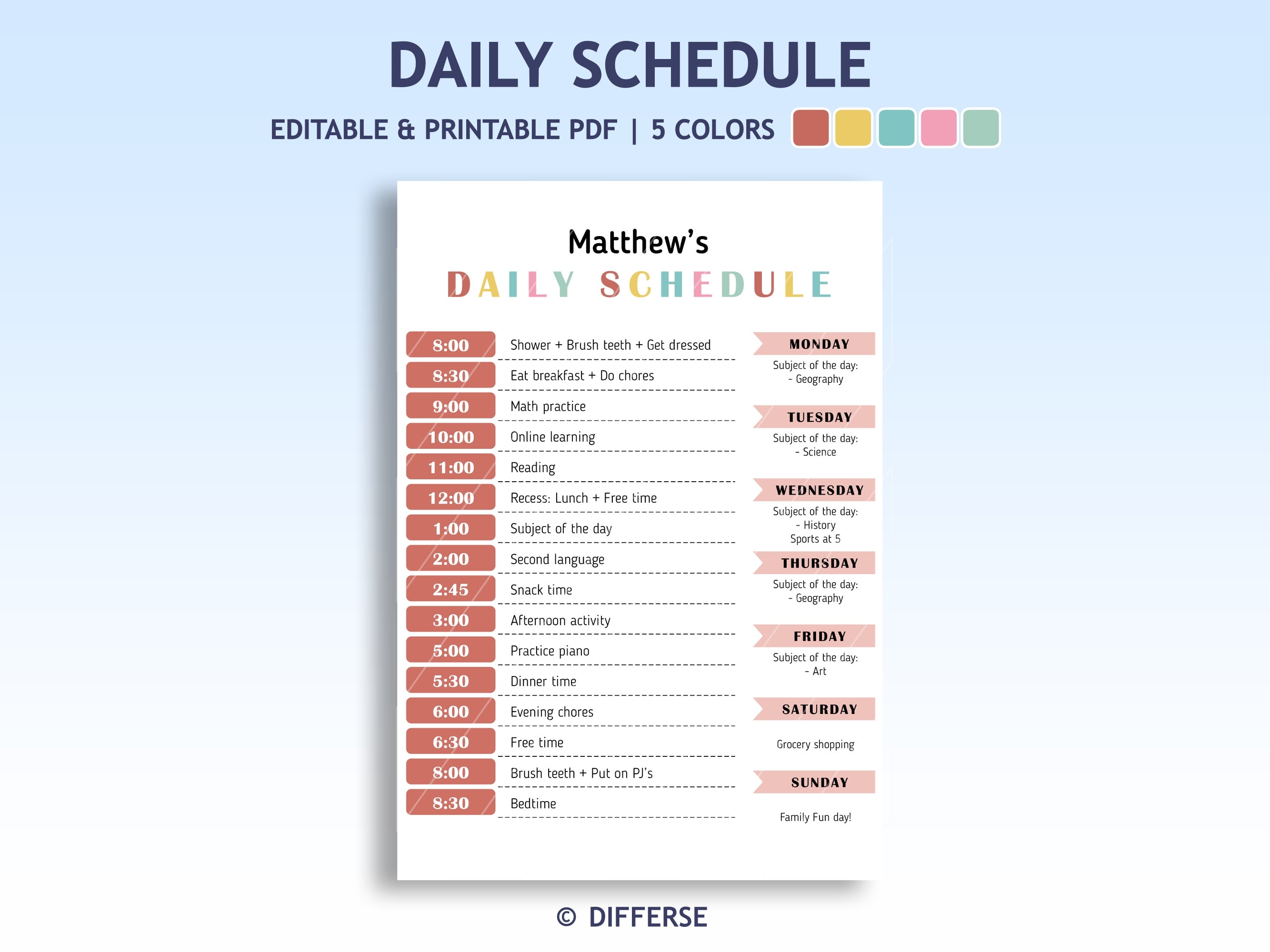 Timetable Daily Routine Schedule Kids Daily Schedule | Homeschool Schedule | Class Schedule | Classroom ...