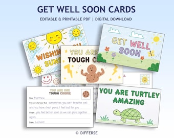 52 BLANK Get Well Soon Cards for Students | Printable Classroom Activity | 52 Sick Student Cards | Classmate Cards | Animal Get Well Cards