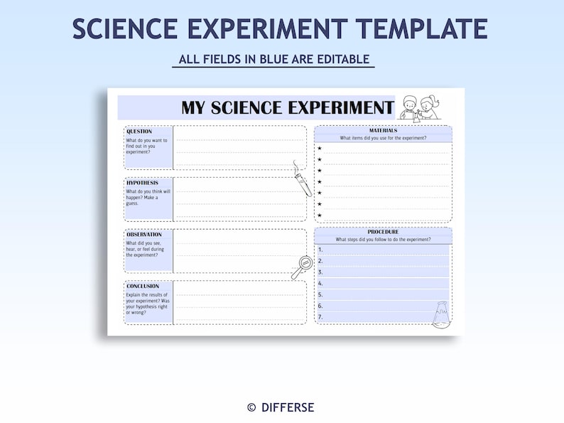 Editable Science Experiment Worksheet | Science Experiment for Kids ...