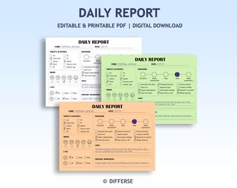 Editable Daily Report | Daily Behavior | Daily Report For Daycare | Daily Report From School | Daily Report Sheets | Daily Report Activities