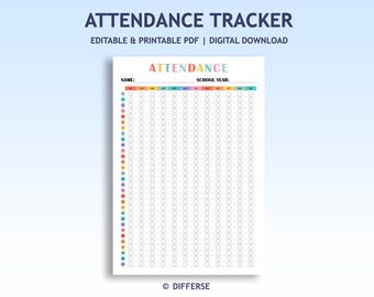 Homeschool Attendance Tracker | Classroom Attendance | Attendance Sheet | Attendance Tracker for Homeschooling | Student Absence Tracker