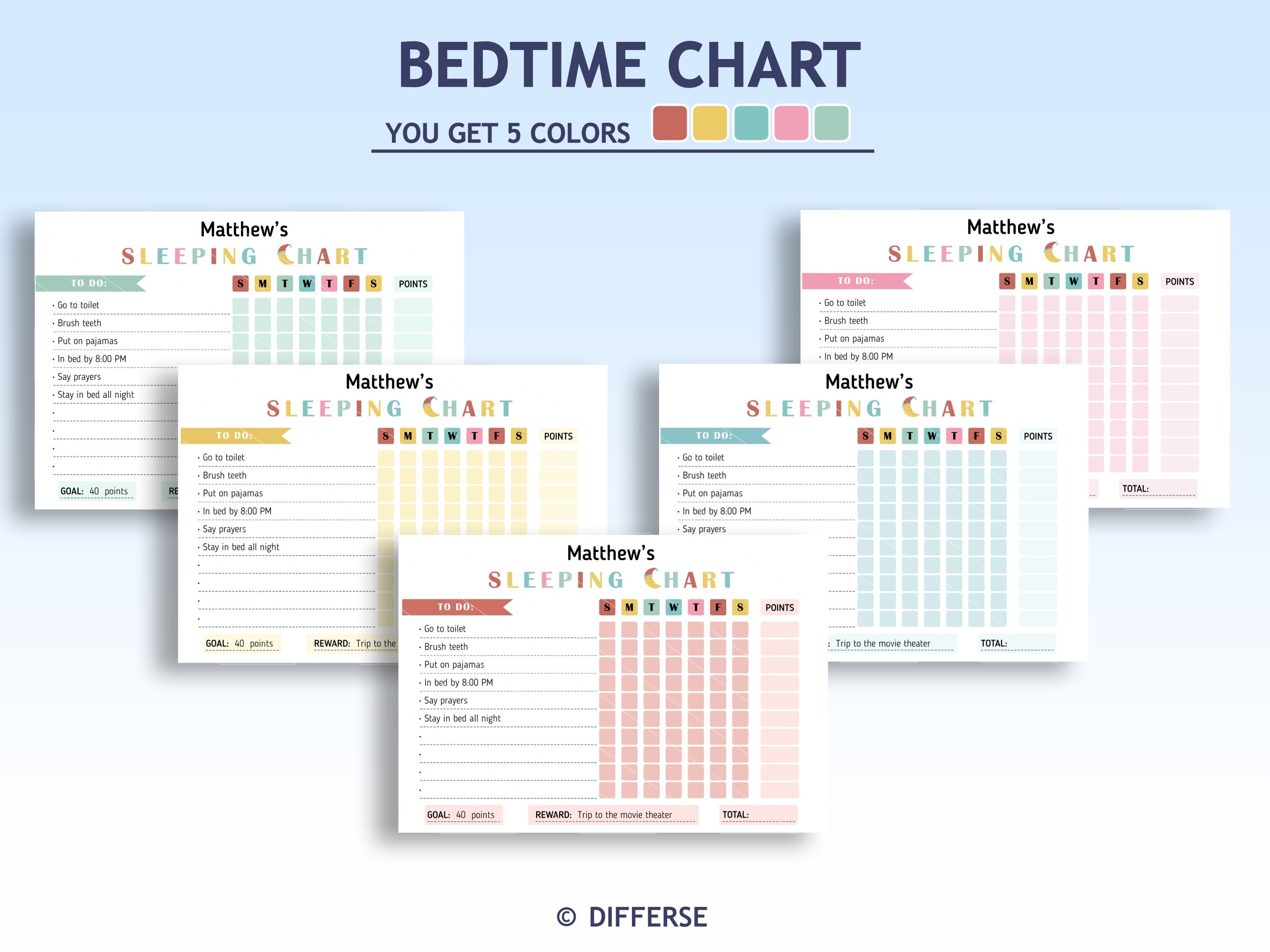 Editable Kids Bedtime Routine | Bedtime Checklist | Bedtime Chart ...