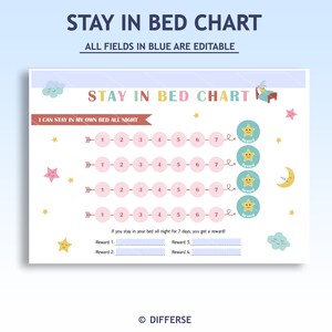 Stay in Bed Reward Chart | Bedtime Chart | Stay in Bed Chart | Reward ...