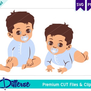 Bébé jumeaux garçons SVG | Fichier de coupe SVG et PNG | Svg frères jumeaux | Petit garçon png | Svg nouveau-né | Jumeaux svg | Clipart bébé garçon | Svg jumeaux