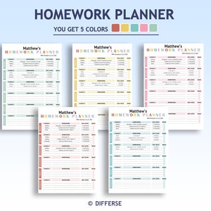 Printable Homework Planner Homework Chart Homework Tracker Printable Homework Planner Homework Chart Homework Tracker