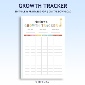 Babygroeimeter | Groeigrafiek baby | Babymijlpaal | Gewichtsmeter baby | Babylengte-tracker | Groei- en ontwikkelingstracker