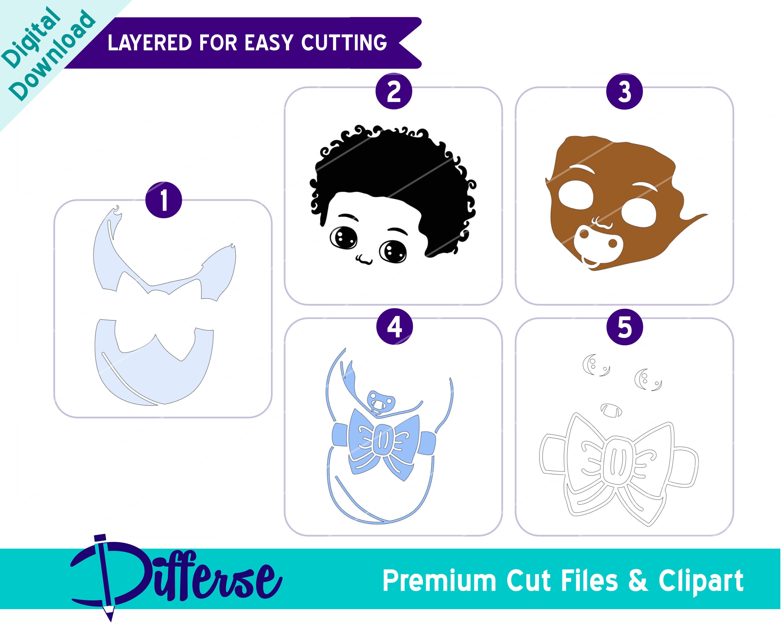 Black Baby Boy Wrapped in a Blanket SVG | SVG Cut File & PNG | Black ...