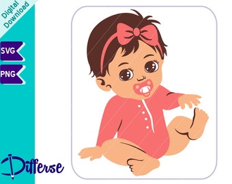 Cute Baby SVG | SVG Cut File & PNG | Baby Girl svg | Baby Princess Vector | Little Girl In Pink Onesie svg | Baby Doll svg | Baby Shower svg