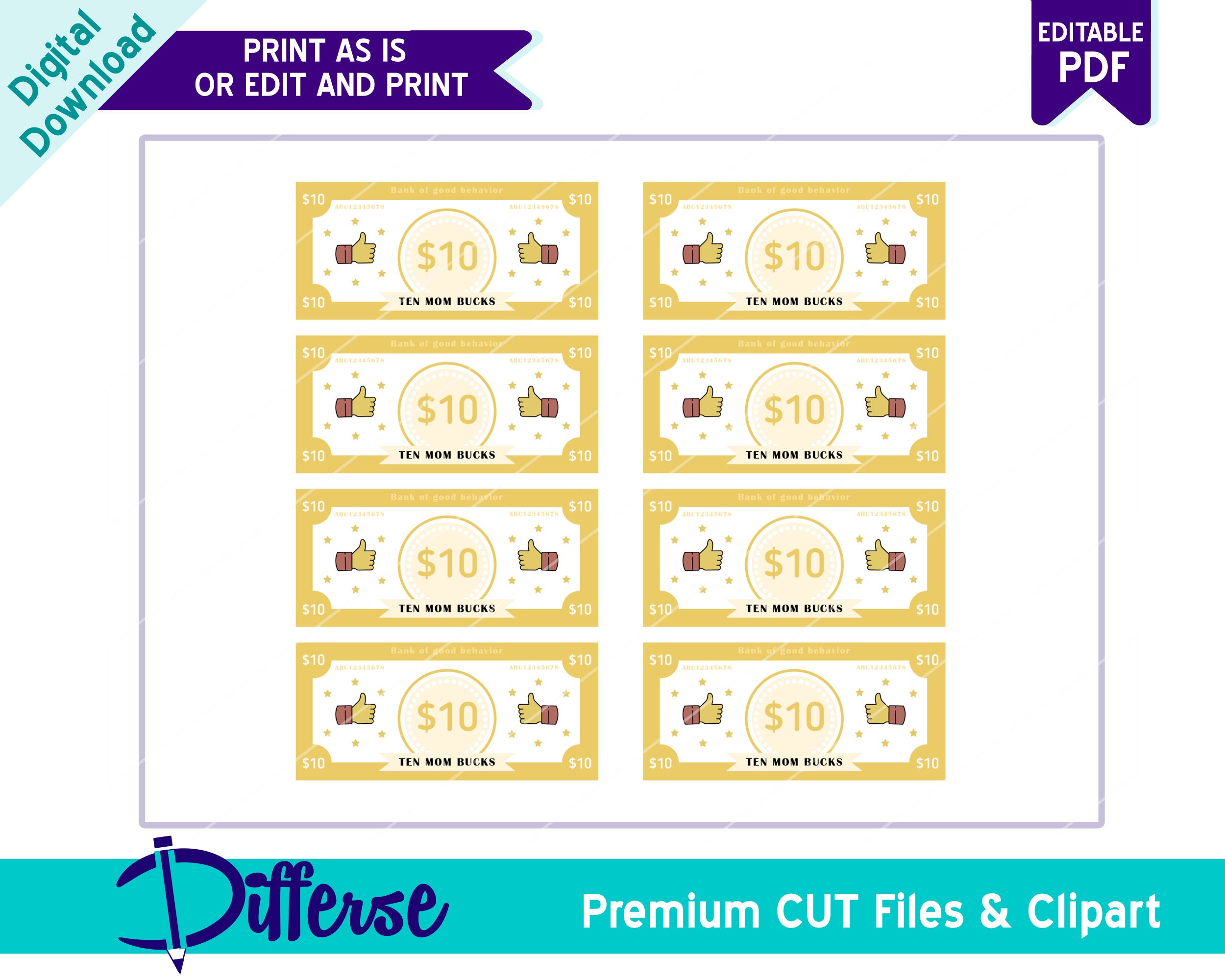 Editable Mom Bucks PDF Reward System for Kids Behavior - Etsy