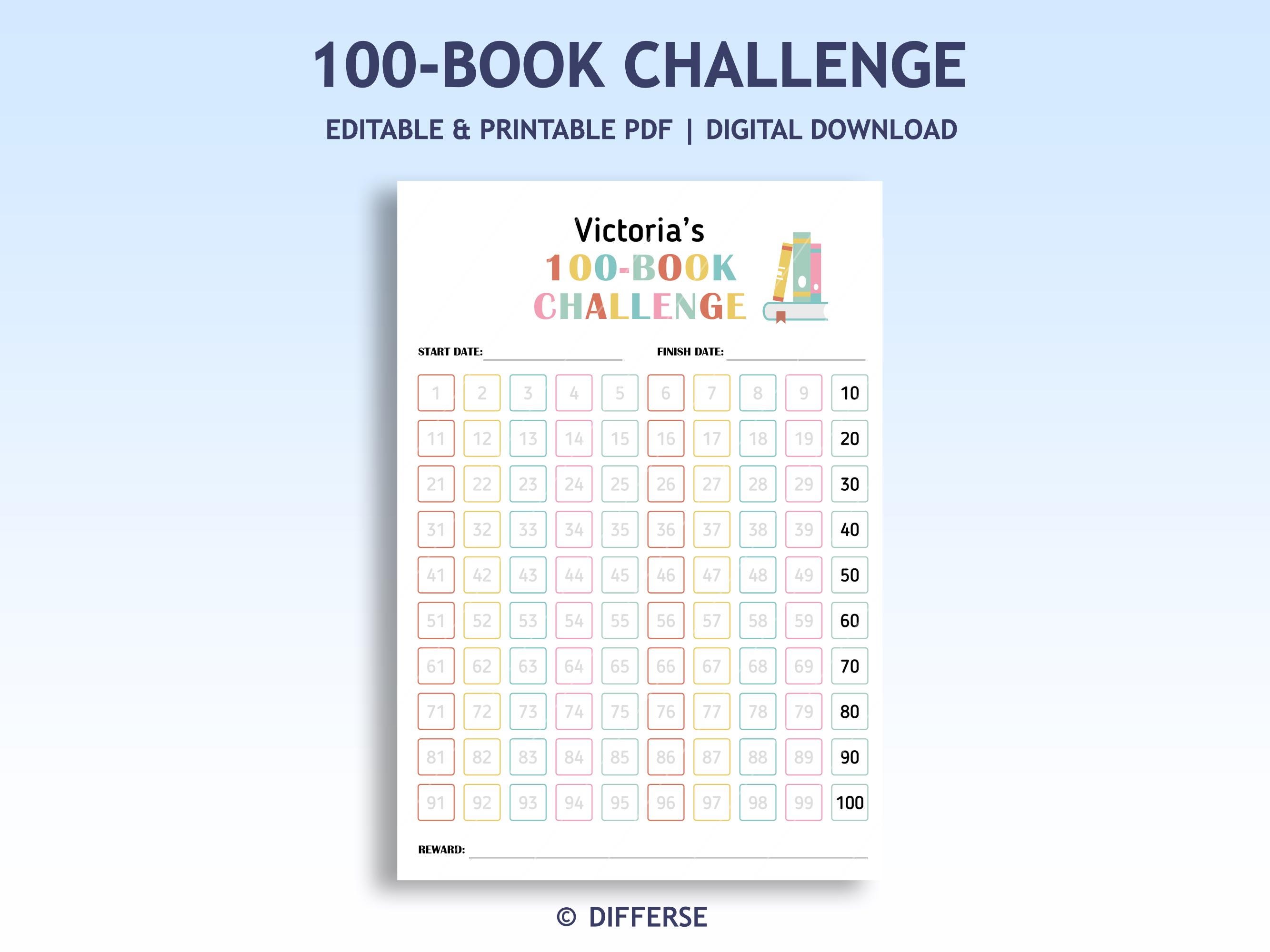 100 Book Reading Challenge | Printable Reading Tracker | Reading Log ...