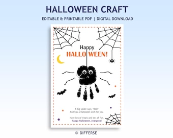 Halloween Spider Craft | Spider Handprint Poem | Printable Halloween Craft | Handprint Spider Craft | Kids Halloween Activity