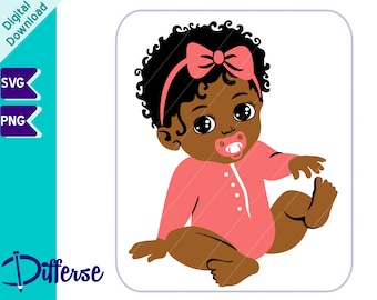 Black Baby Girl SVG | SVG Cut File & PNG | Baby Girl svg | Afro Baby vector | Black Girl svg | Little Afro Girl svg | Melanin png | Cut File