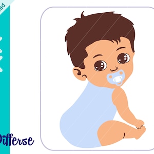 Noworodek Chłopczyk ze Smoczkiem | Plik Cięty SVG i PNG | Chłopczyk SVG | Wektor Książę Dziecka | Uroczy Chłopczyk SVG | Mały Chłopczyk SVG | Babyshower