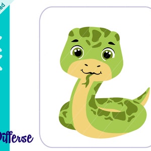 Cobra fofa SVG | Arquivo de corte SVG e PNG | Cobra SVG | Animal Safári Bebê | Bebê Selva Animal png | Bebê Animal svg | Cobra fofa
