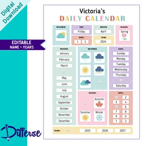 Dagkalender voor kinderen | Ochtendbord | Peuterkalender | Kalender voor kleuters | Homeschool-kalender | Visuele kalender voor kinderen