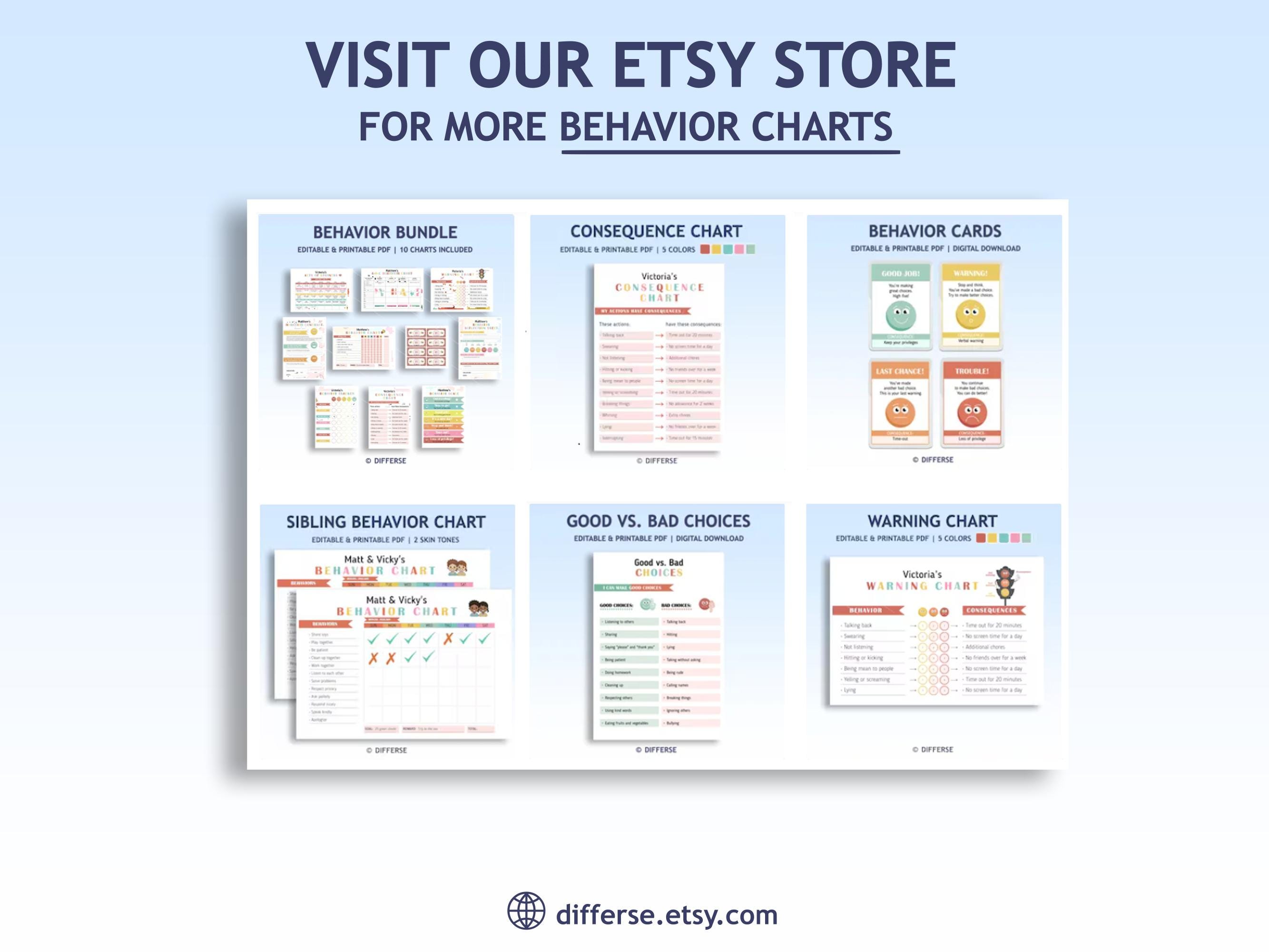 Listening Chart for Kids | Behavior Chart | Disobedience Chart | Reward ...