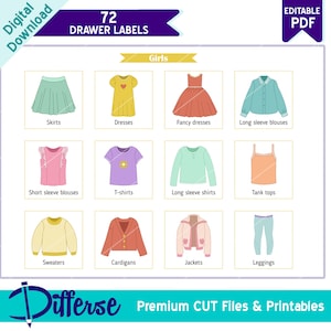 Kids Drawer Labels | Kids Dresser Labels | Kids Clothing Labels | Kids Organization Labels | Closet Labels | Editable Drawer Labels for Kids