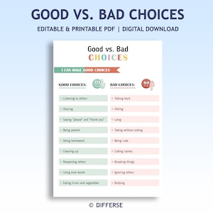 Gute und schlechte Entscheidungen | Positives und Negatives Verhalten | Verhaltenstabelle | Calm Down Corner | Verhaltensmanagment | Behavior-Sortierung
