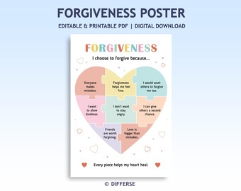 Forgiveness Poster | Reasons to Forgive | Social Emotional Learning | Conflict Resolution | Kindness Poster | Positive Behavior