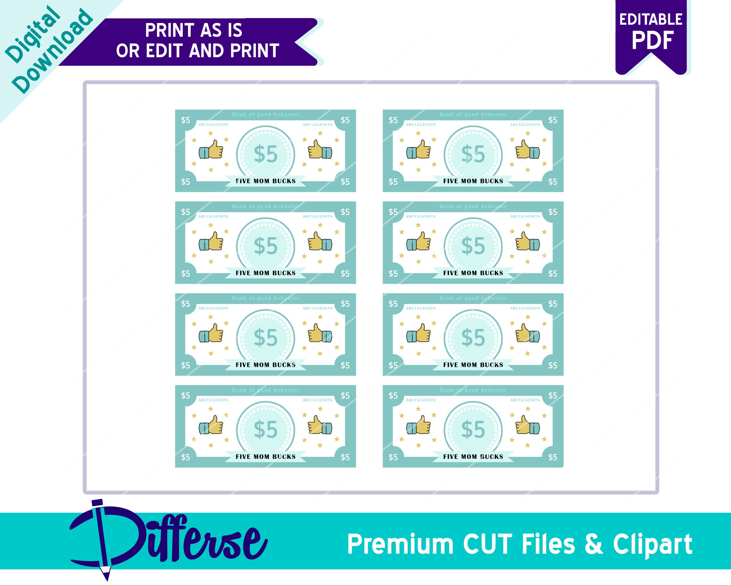 Editable Mom Bucks PDF Reward System for Kids Behavior - Etsy