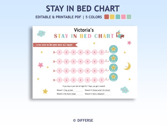 Stay in Bed Reward Chart | Bedtime Chart | Stay in Bed Chart | Reward Chart | Sleeping Chart Kids | Sleeping Chart Toddlers