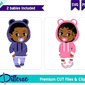 Roze of blauwe SVG | SVG-bestand knippen & PNG | Afro-Amerikaanse gender onthullen svg | Geslacht onthullen teken svg | Babydouche svg | Aankondiging geslacht