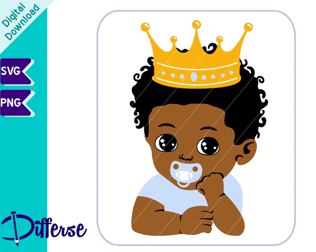 Black Baby Prince SVG | SVG Cut File & PNG | African American Baby Boy ...