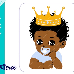 Zwarte babyprins SVG | SVG-bestand knippen & PNG | Afro-Amerikaanse babyjongen SVG | Zwarte jongen SVG | Zwarte Prins-svg | Afro Prins SVG | Afro-jongen
